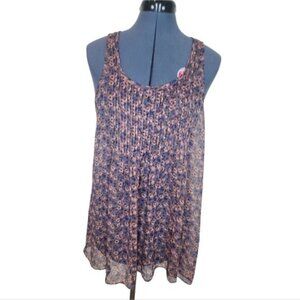 Aerie long length floral print semi sheer tank top Large